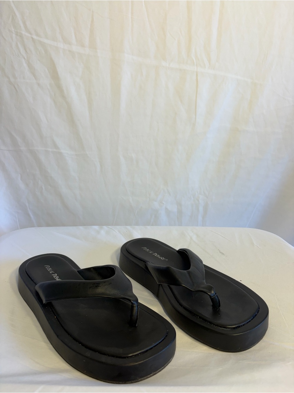 Public Desire Black Platform Flip Flop Sandals